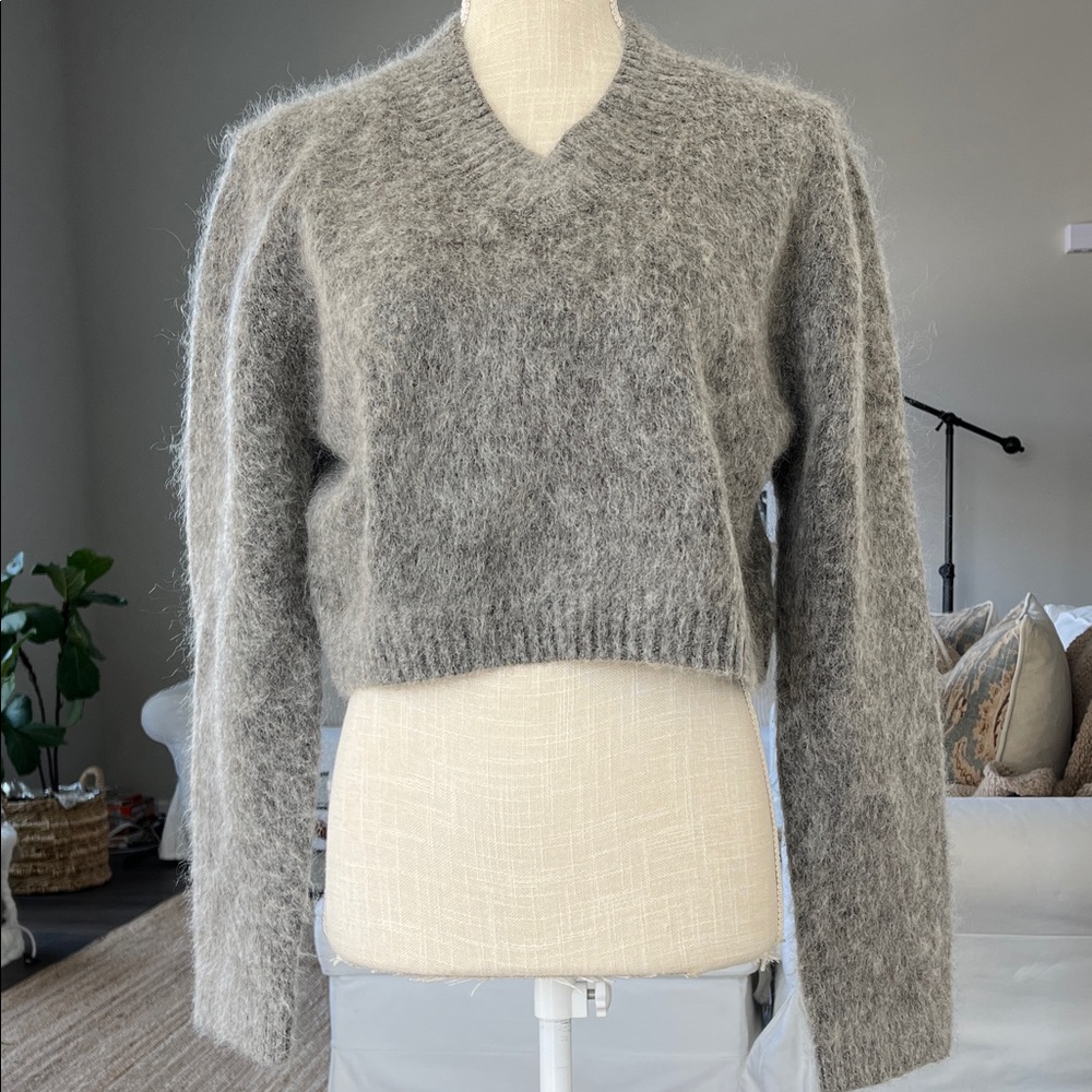 NWT H&M Mohair Wool Cozy Gray Vneck Sweater